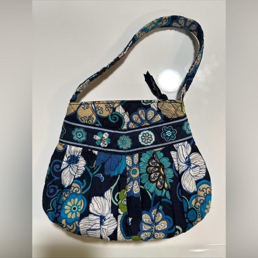 Vera Bradley Small Hannah Handbag Mod Floral Blue Purse Retired Pattern Zip